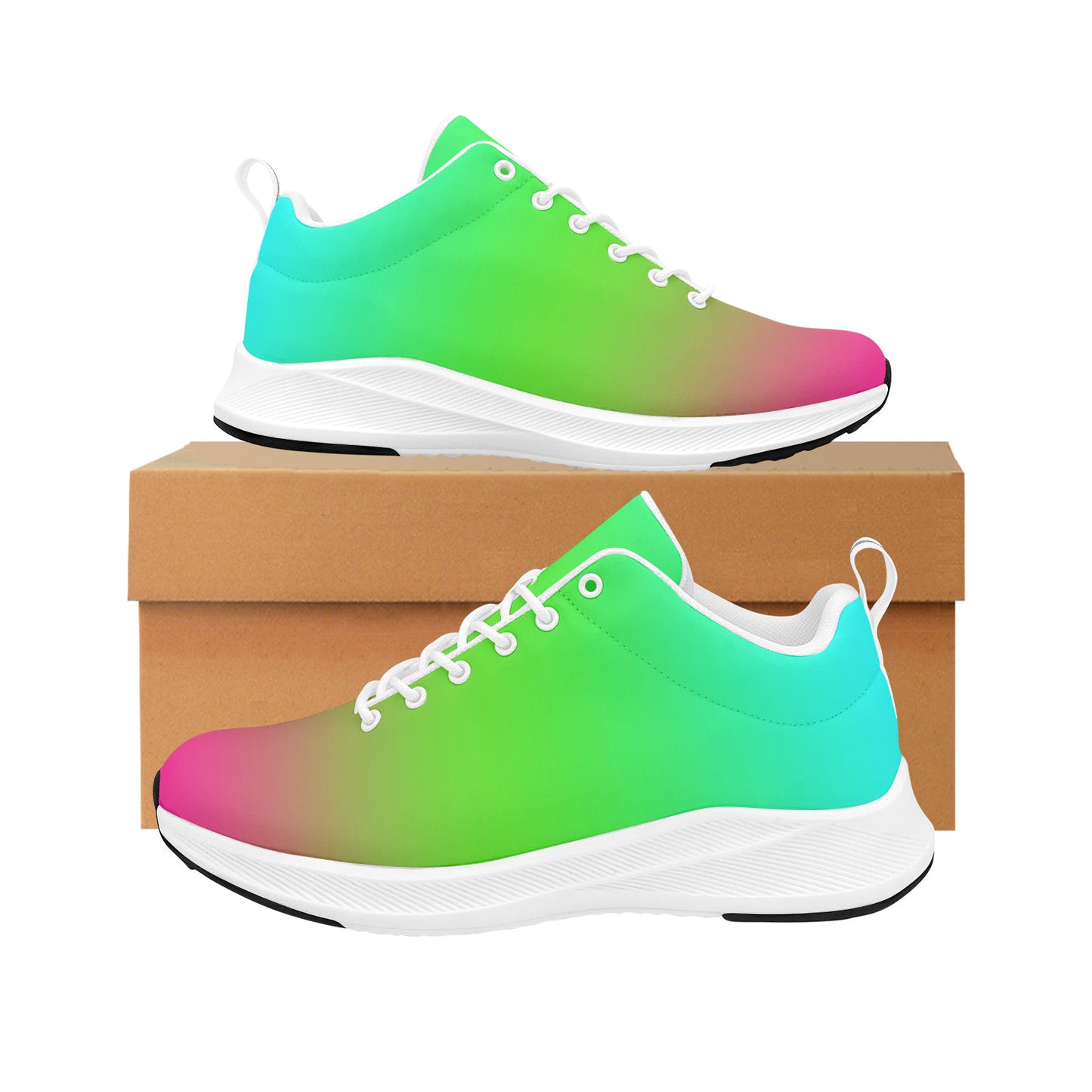 Pink, Green and Blue Ombre Women's Running Shoes