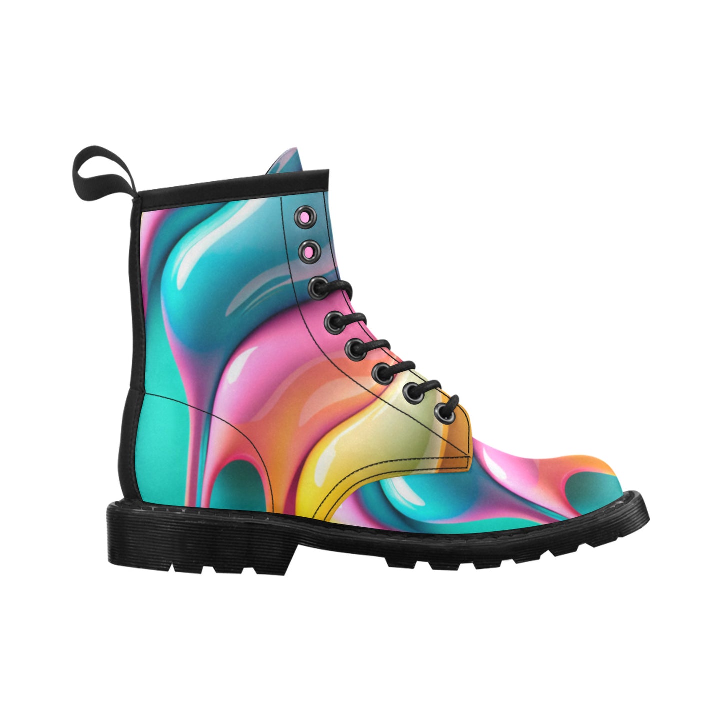 Paint Dripping Women's Leather Martens Boots