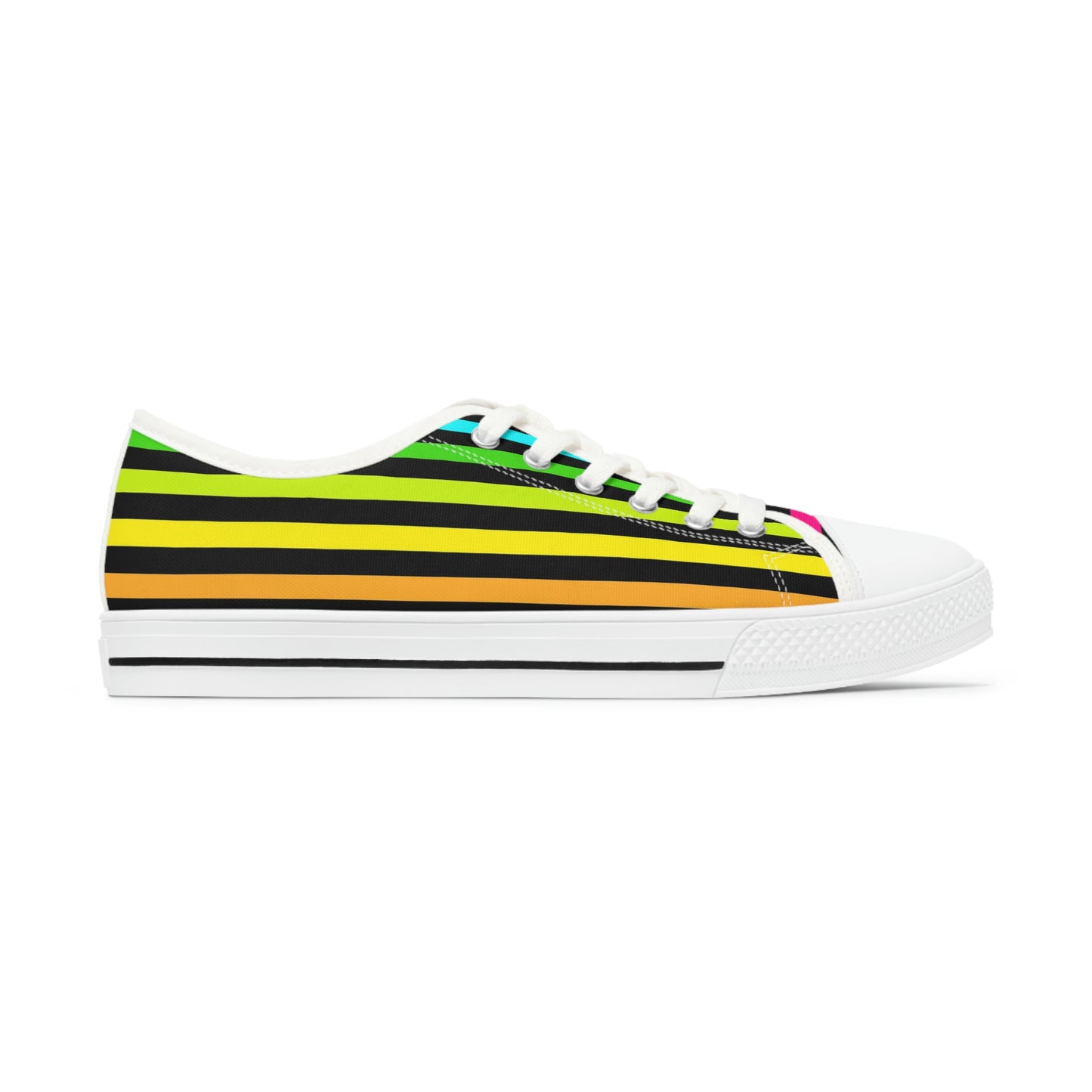 90's Neon Stripes Women's Low Top Sneakers