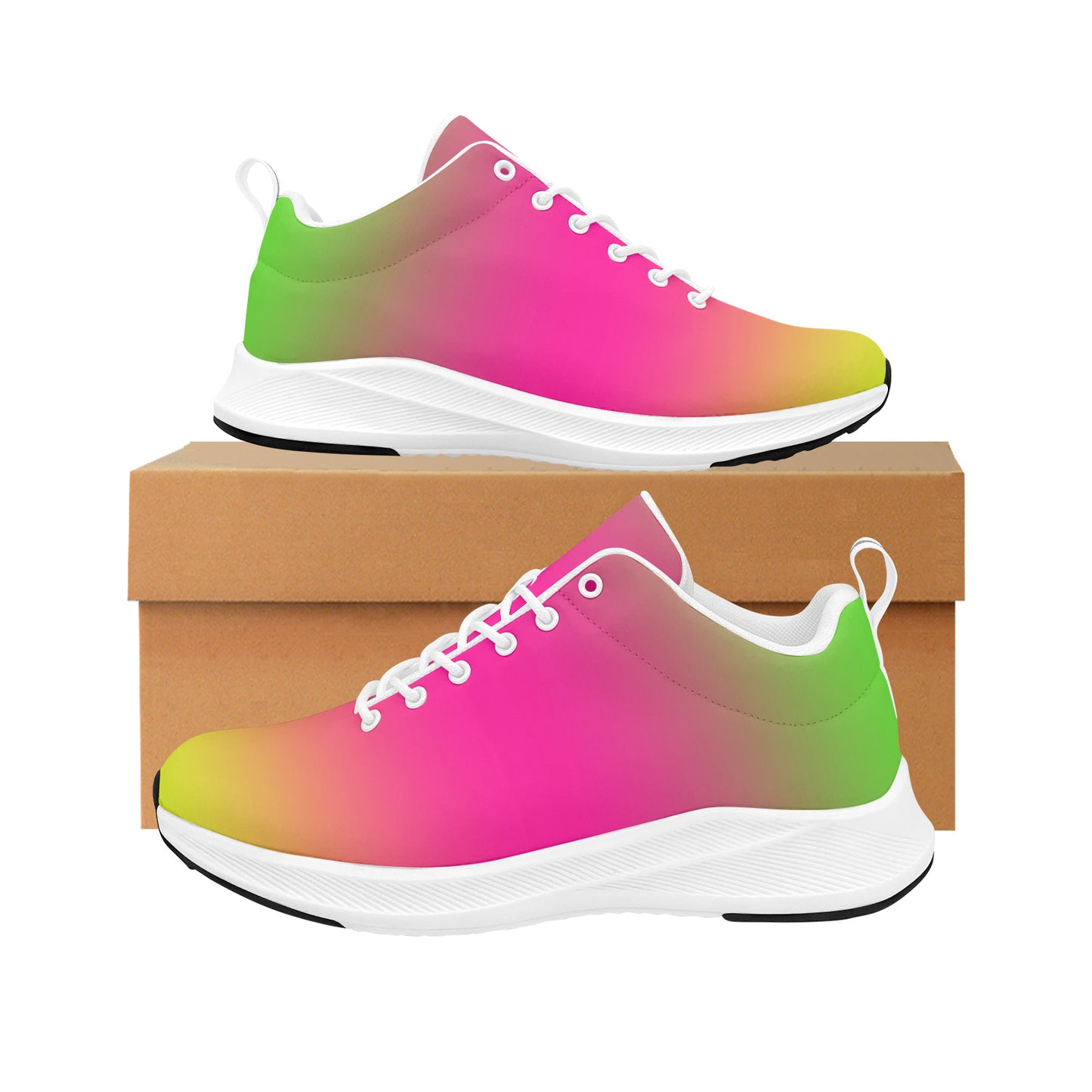 Yellow, Pink and Green Ombre Women's  Running Sneakers