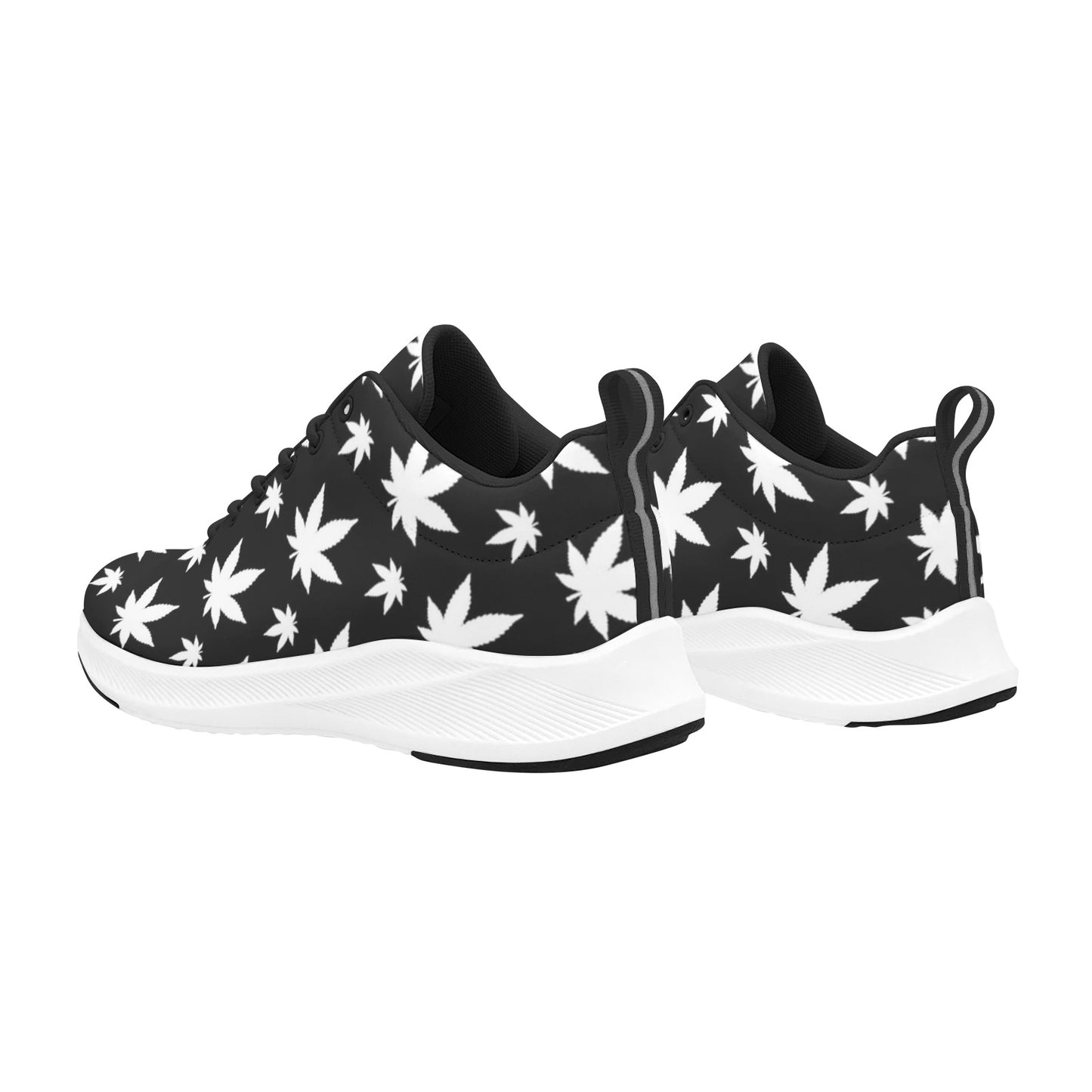 420 Delight - Black and White Marijuana Leaf Women's Alpha Running Shoes