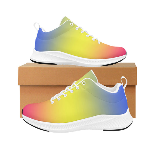 Pink, Yellow and Blue Ombre Women's Running Shoes