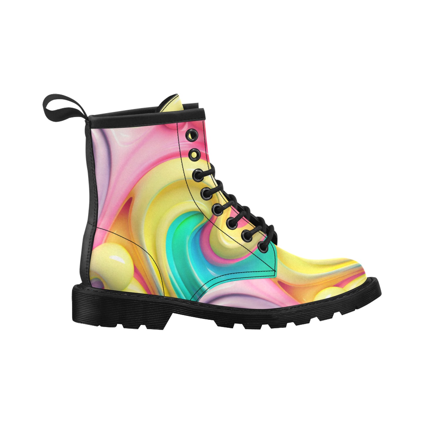 Paint Drip Women's PU Leather Martens Boots