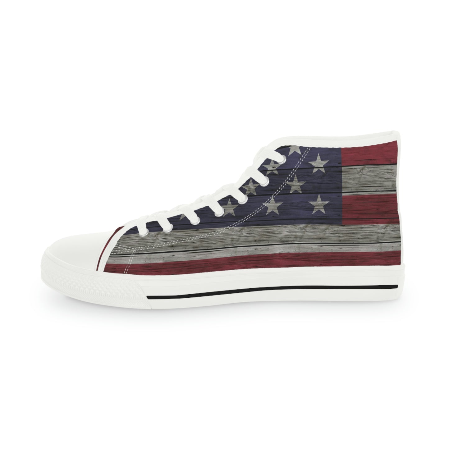 Distress American Flag Men's High Top Sneakers